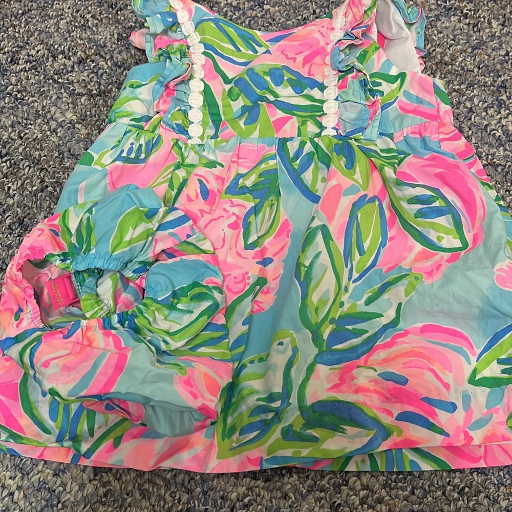 12-18M EEUC. Totally Blossom. Dress and bloomers